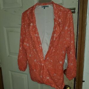 Orange Lace Open Blazer